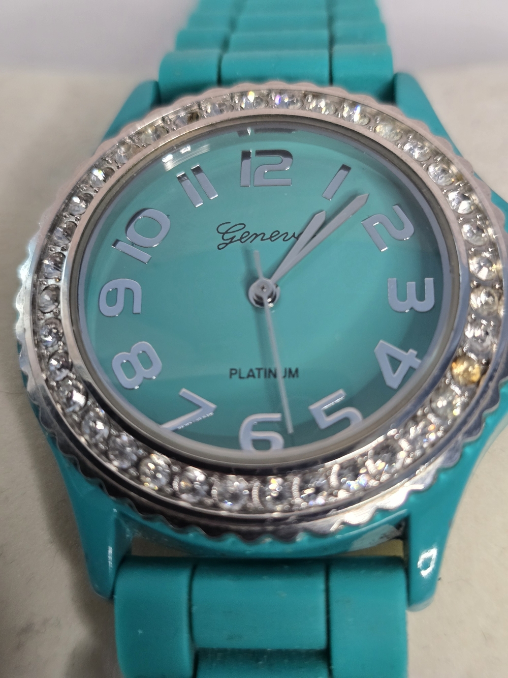 Geneva Turquoise Crystal Bezel Women's Watch